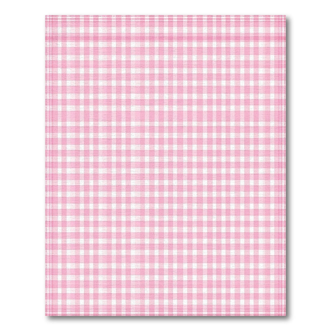 Washable Pink Gingham Checkered Washable Area Rug