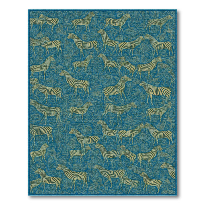 Blue Zebra Foliage Area Rug
