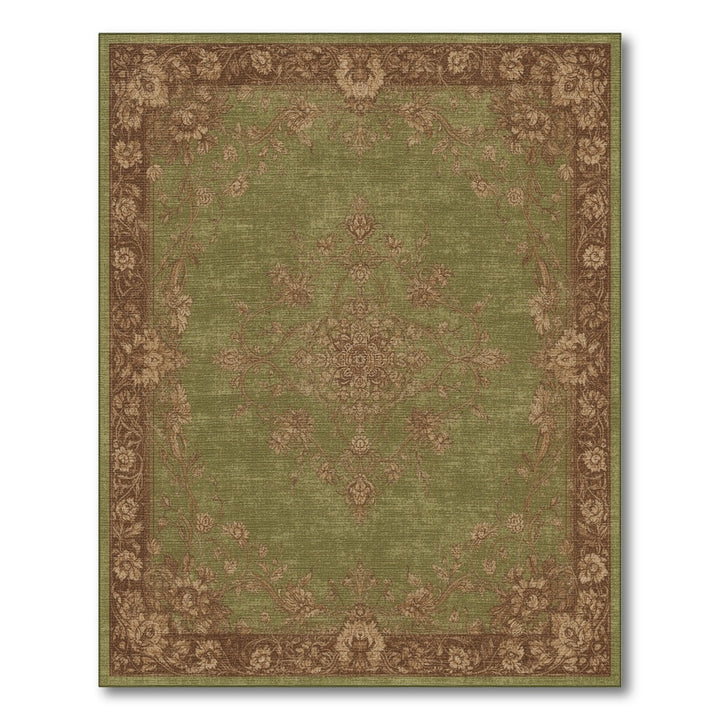 Green Floral Vintage Area Rug