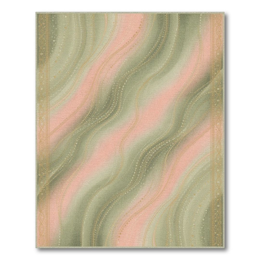 Pink Sage Wave Abstract Area Rug