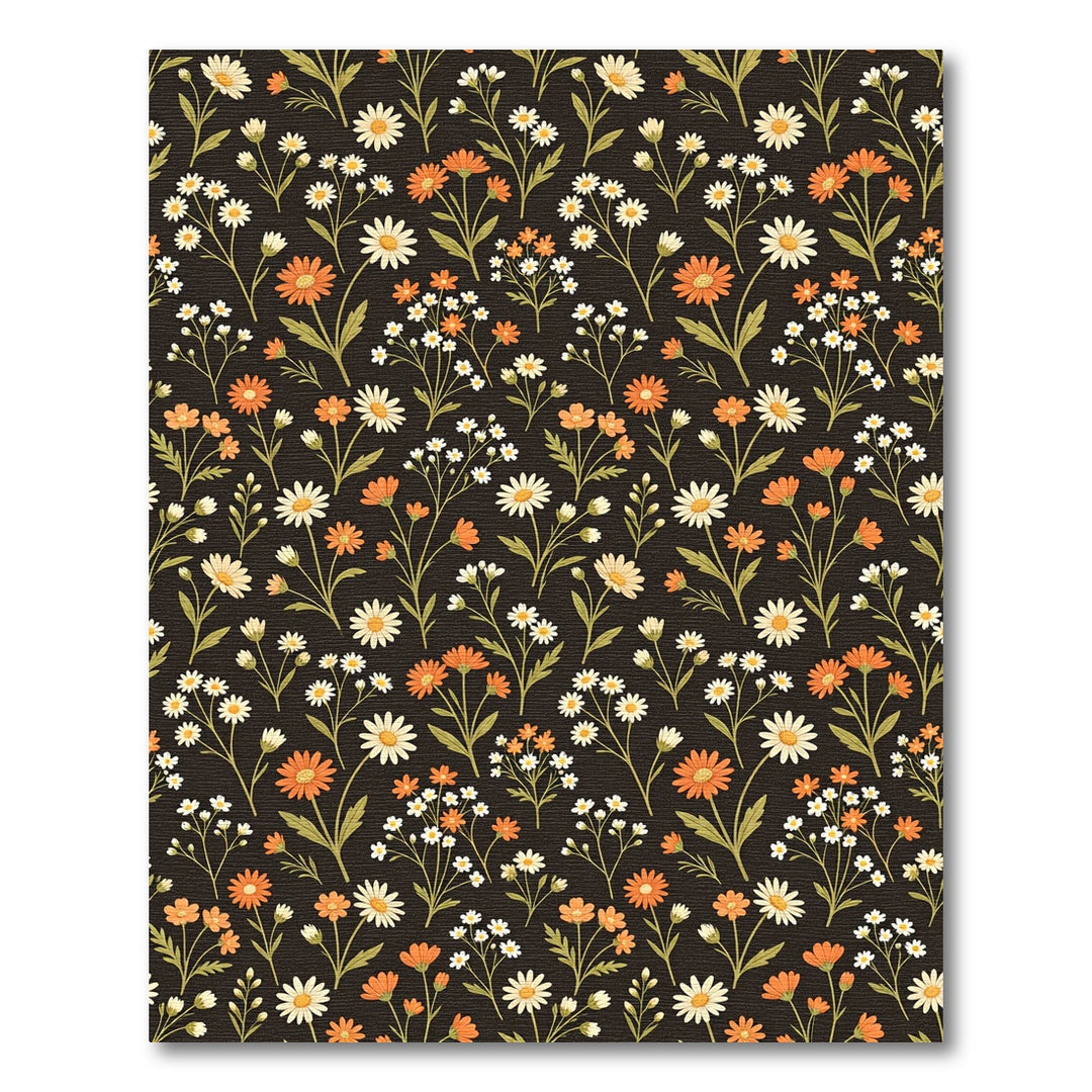 Dark Floral Garden Daisy Arrangement Rug