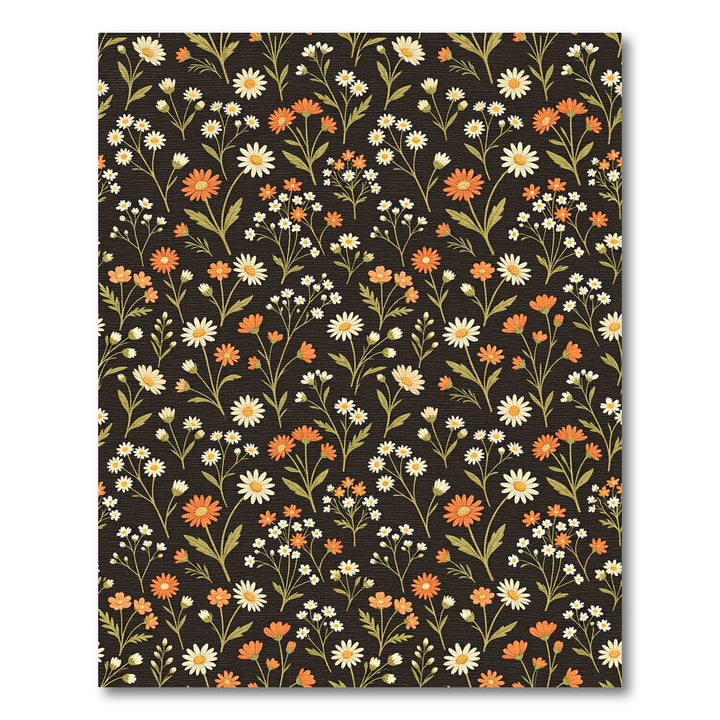 Dark Floral Garden Daisy Arrangement Rug