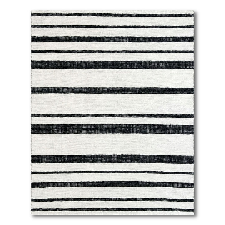 Black White Striped Geometric Area Rug