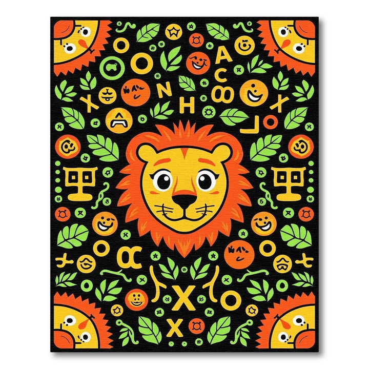 Playful Lion Roaring Yellow Green Creatures Rug