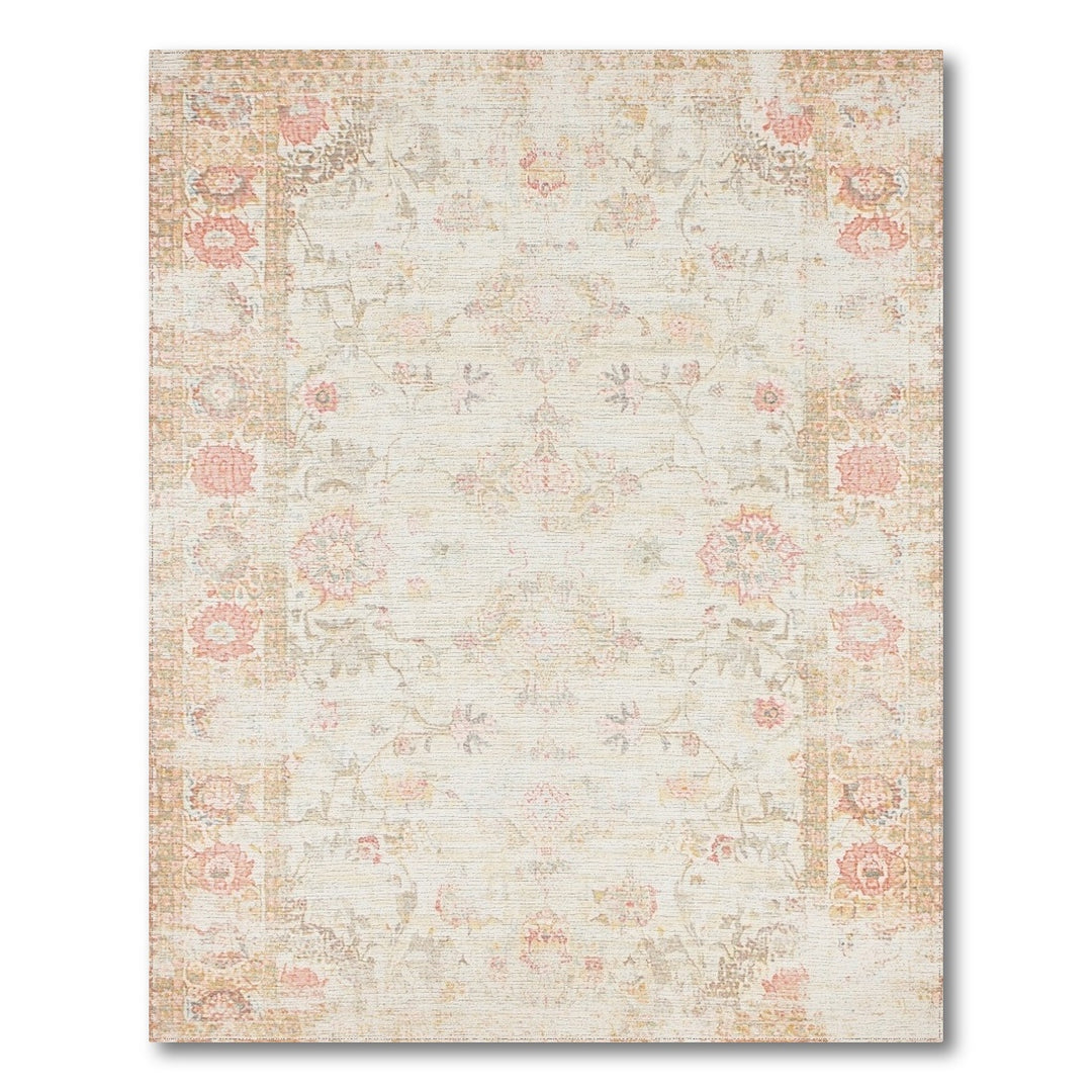 Vintage Floral Beige Area Rug