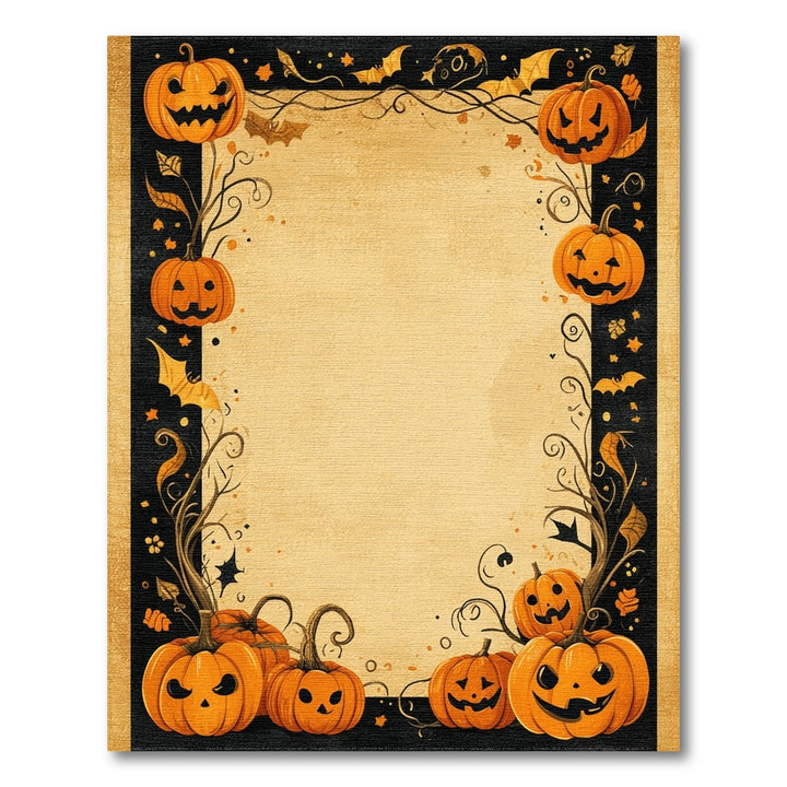 Vintage Halloween Pumpkin Border Area Rug