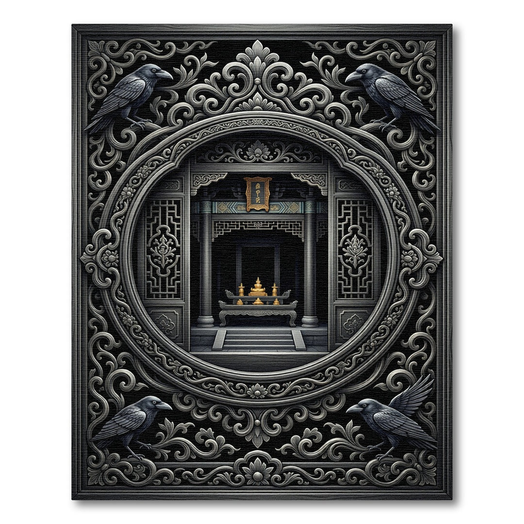 Ornate Raven Mandala Rug