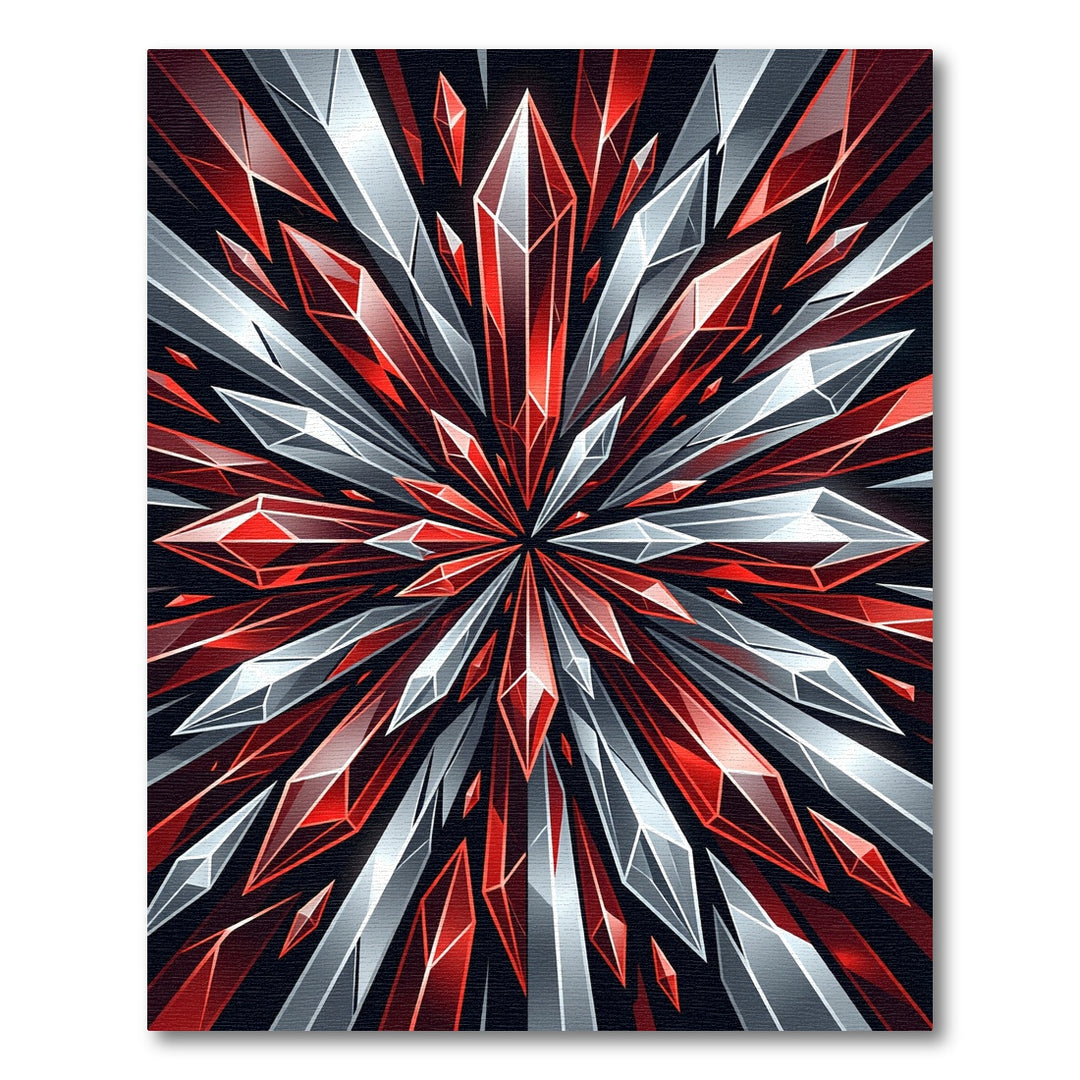 Radiant Red Crystal Burst Rug