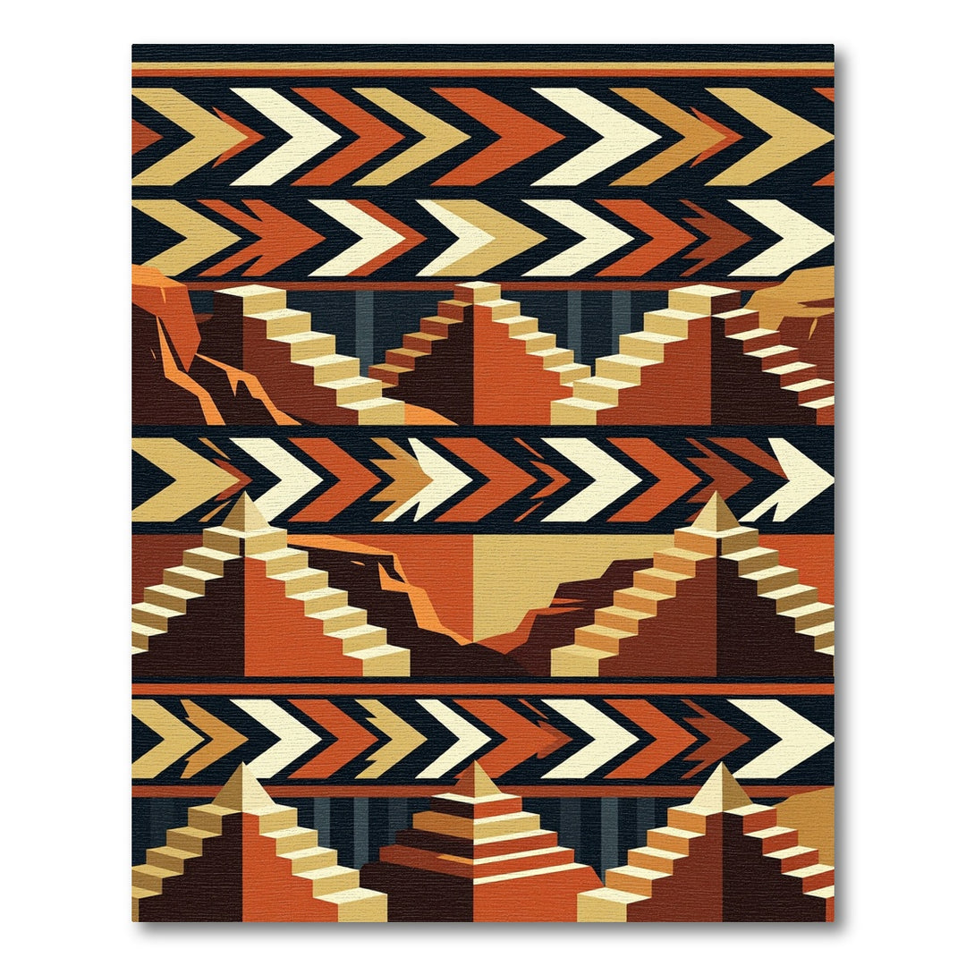 Terracotta Arrow Staircase Geometric Rug