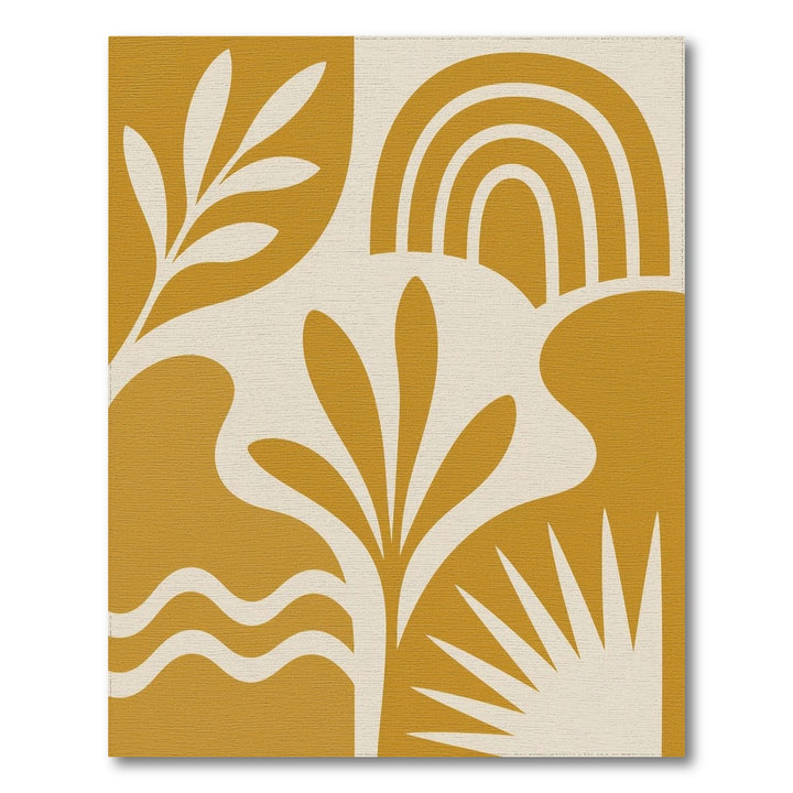 Yellow Boho Leaf Rainbow Area Rug
