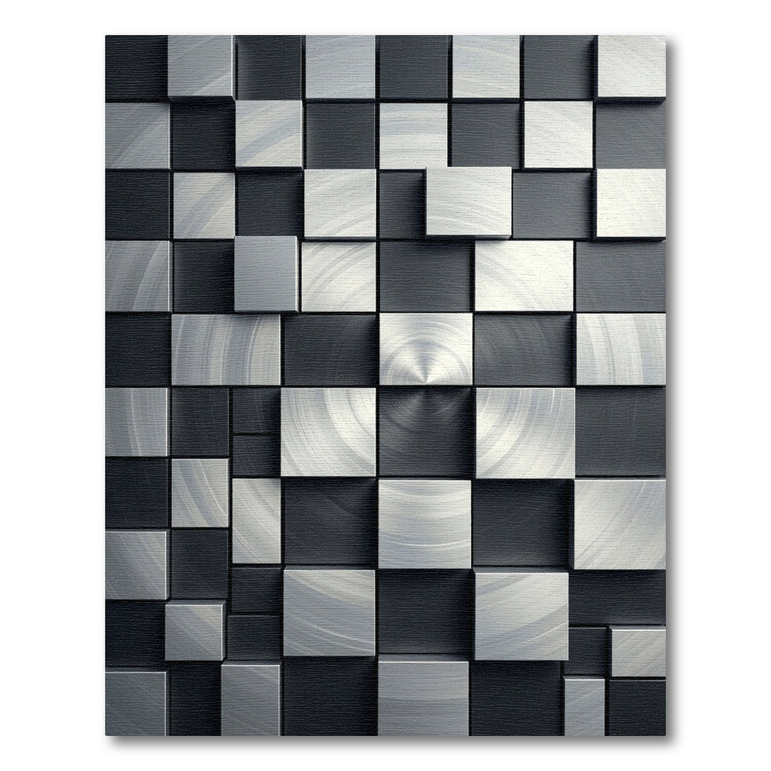 Modern Brushed Metal Squares Rug