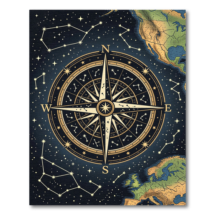 Celestial Compass Constellation Starry Night Rug