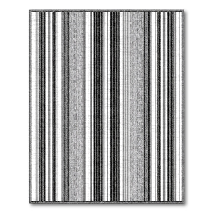 Black White Vertical Stripe Washable Area Rug