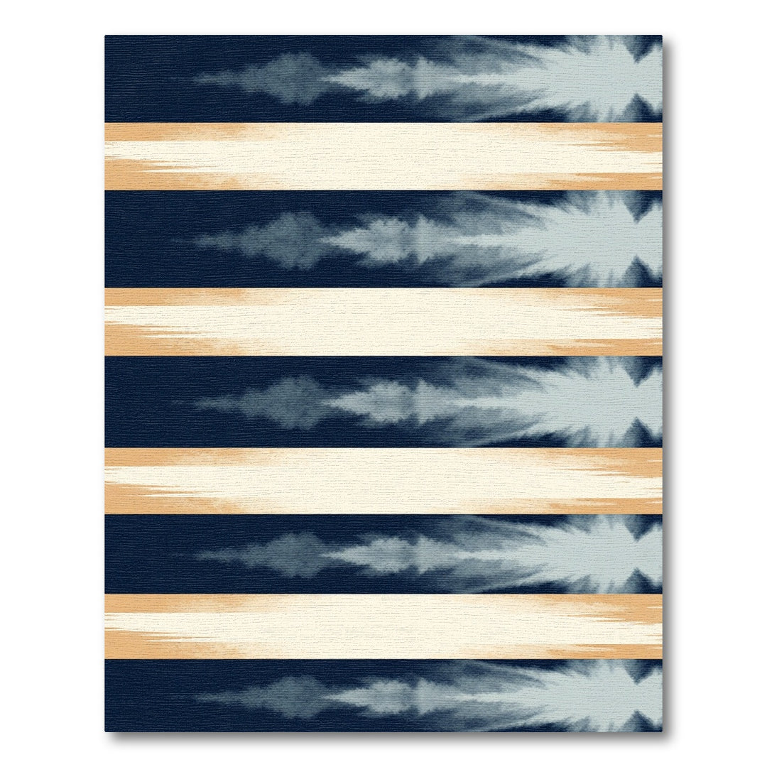 Navy Beige Brush Stroke Stripes Rug