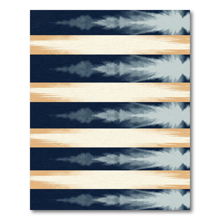 Navy Beige Brush Stroke Stripes Rug
