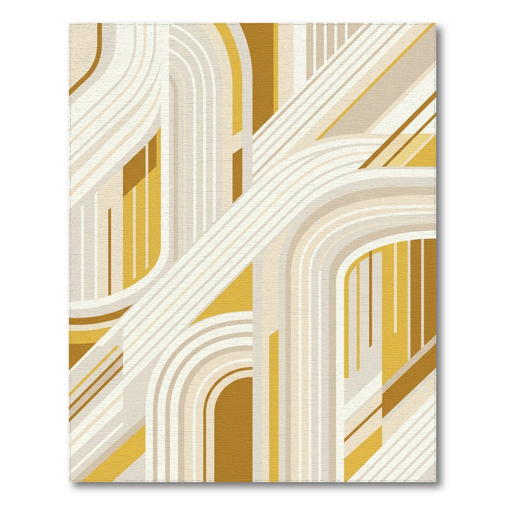Golden Yellow Arched Stripes Rug