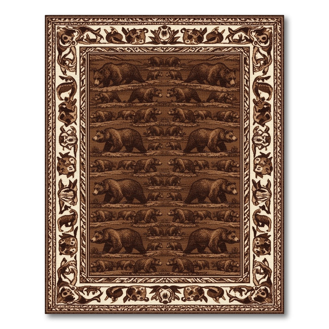 Brown Bear Wilderness Rustic Area Rug