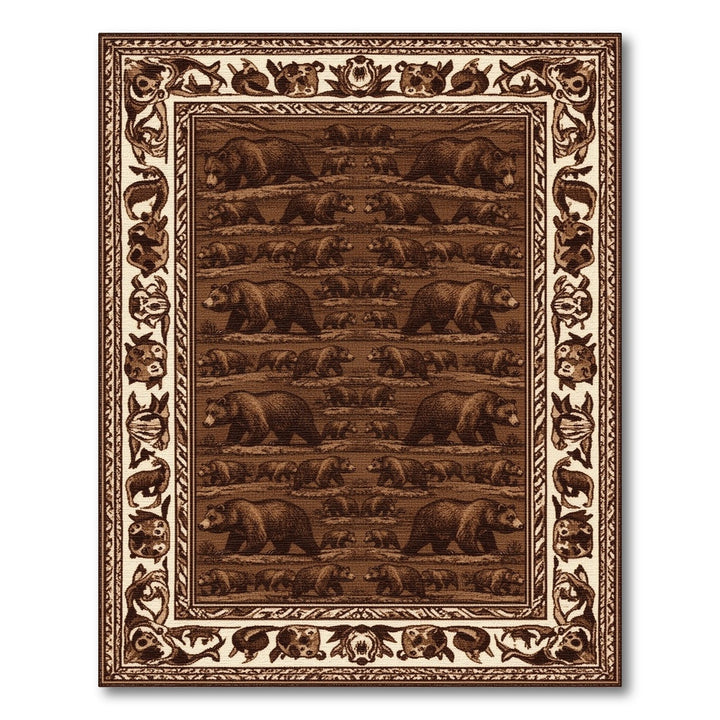 Brown Bear Wilderness Rustic Area Rug
