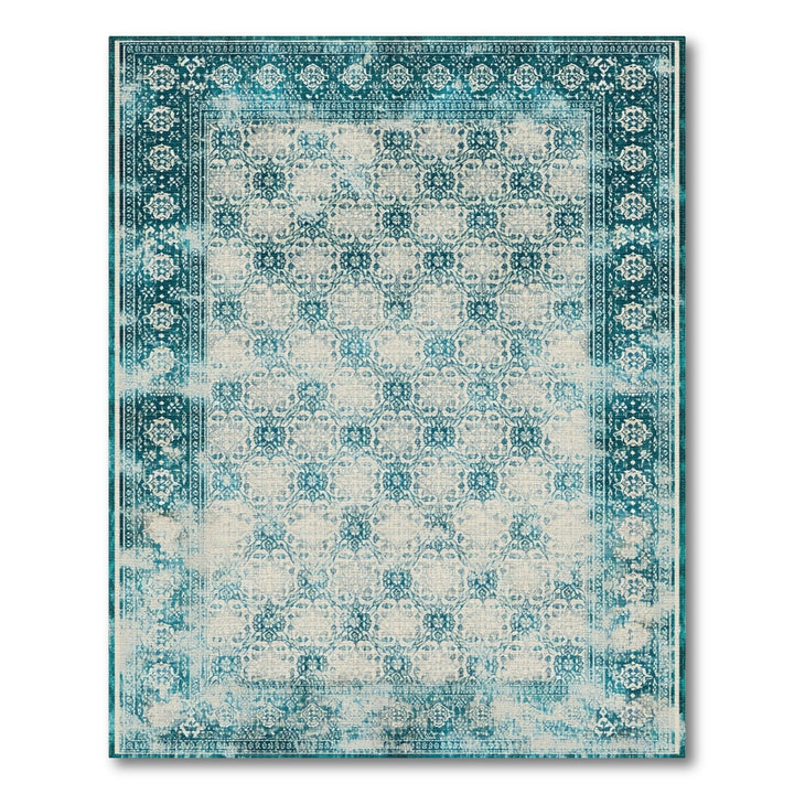 Distressed Vintage Teal Area Rug