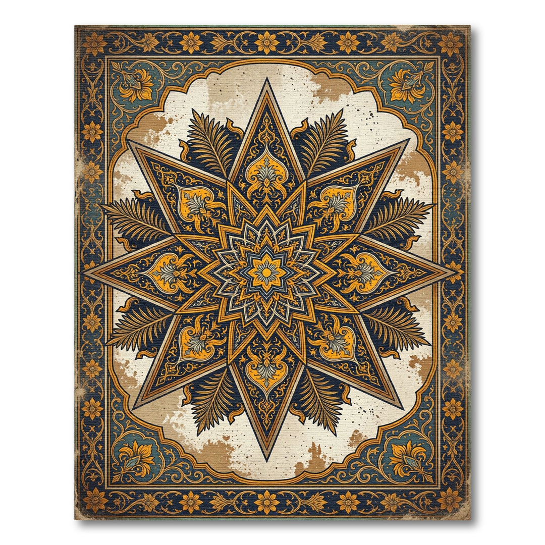 Golden Eight-Pointed Star Rug
