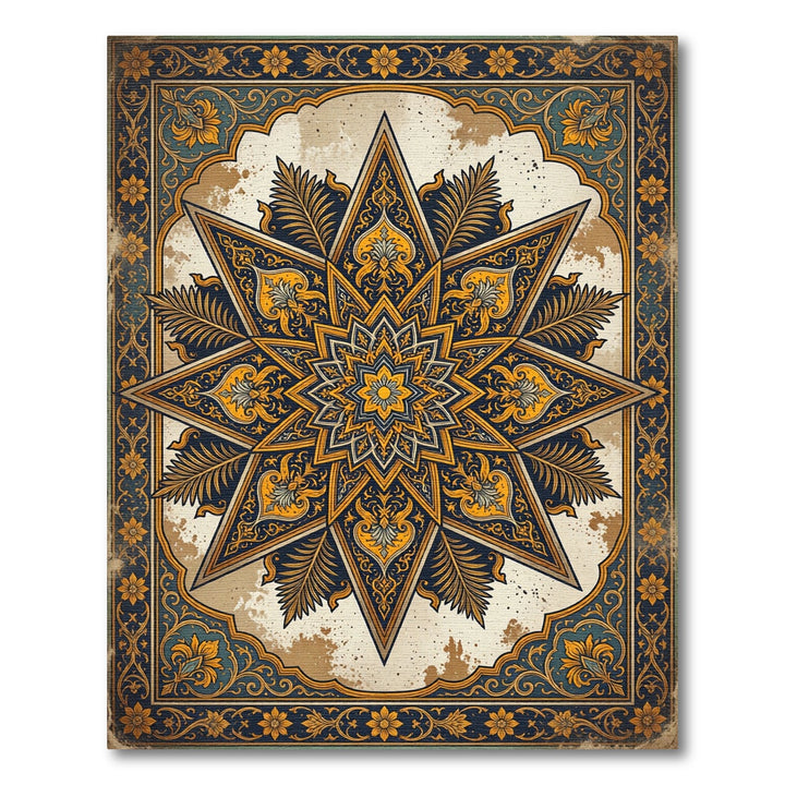 Golden Eight-Pointed Star Rug