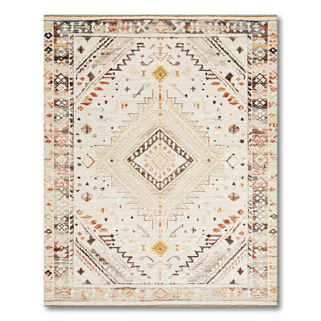 Geometric Beige and Neutral Southwestern Geometric Beige Area Rug