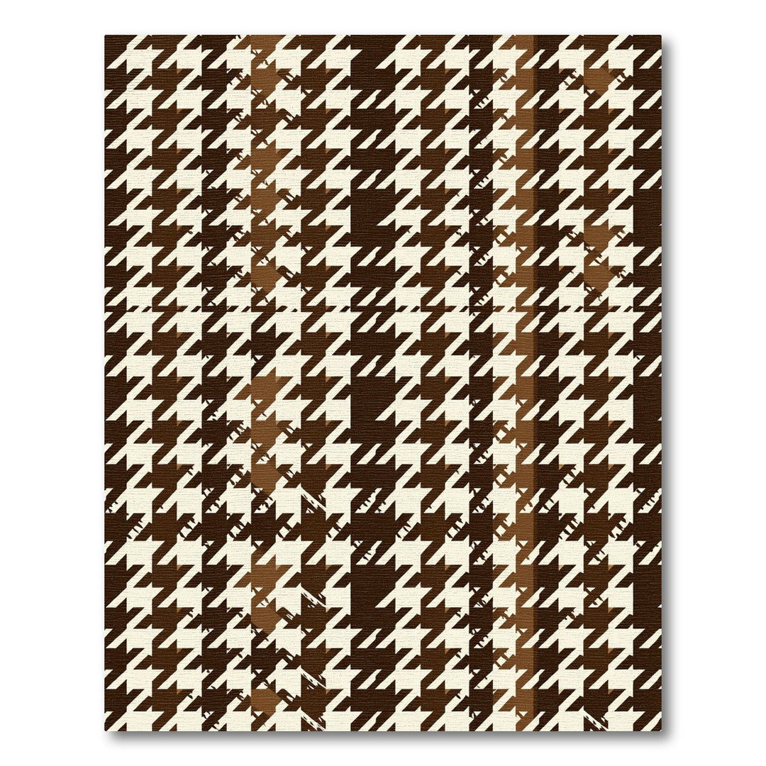 Chocolate Houndstooth Plaid Geometric Rug