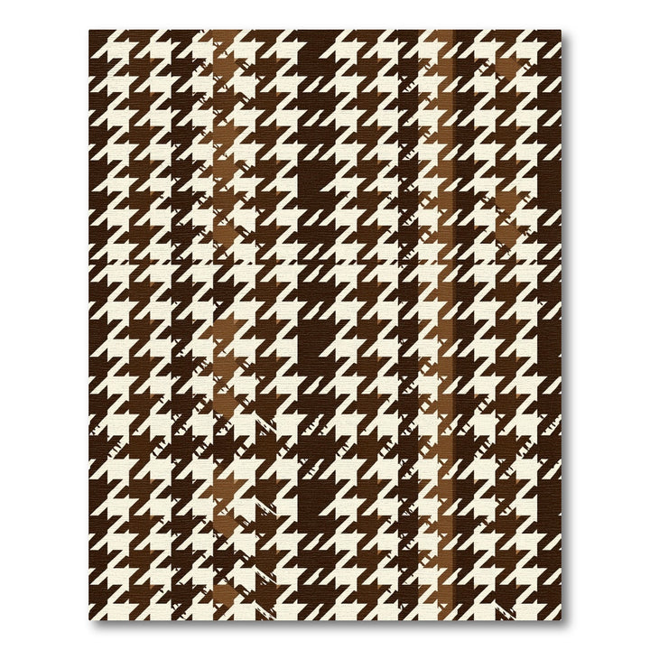 Chocolate Houndstooth Plaid Geometric Rug