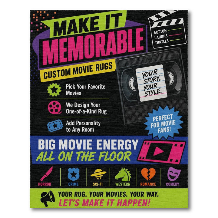 VHS Movie Genre Area Rug