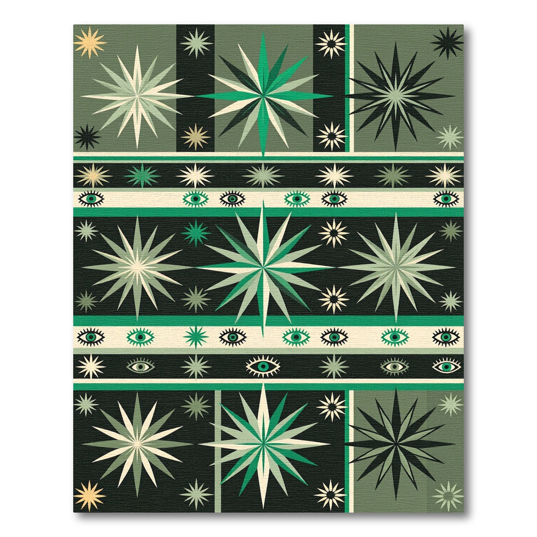 Emerald Green Starburst Eye Medallion Rug