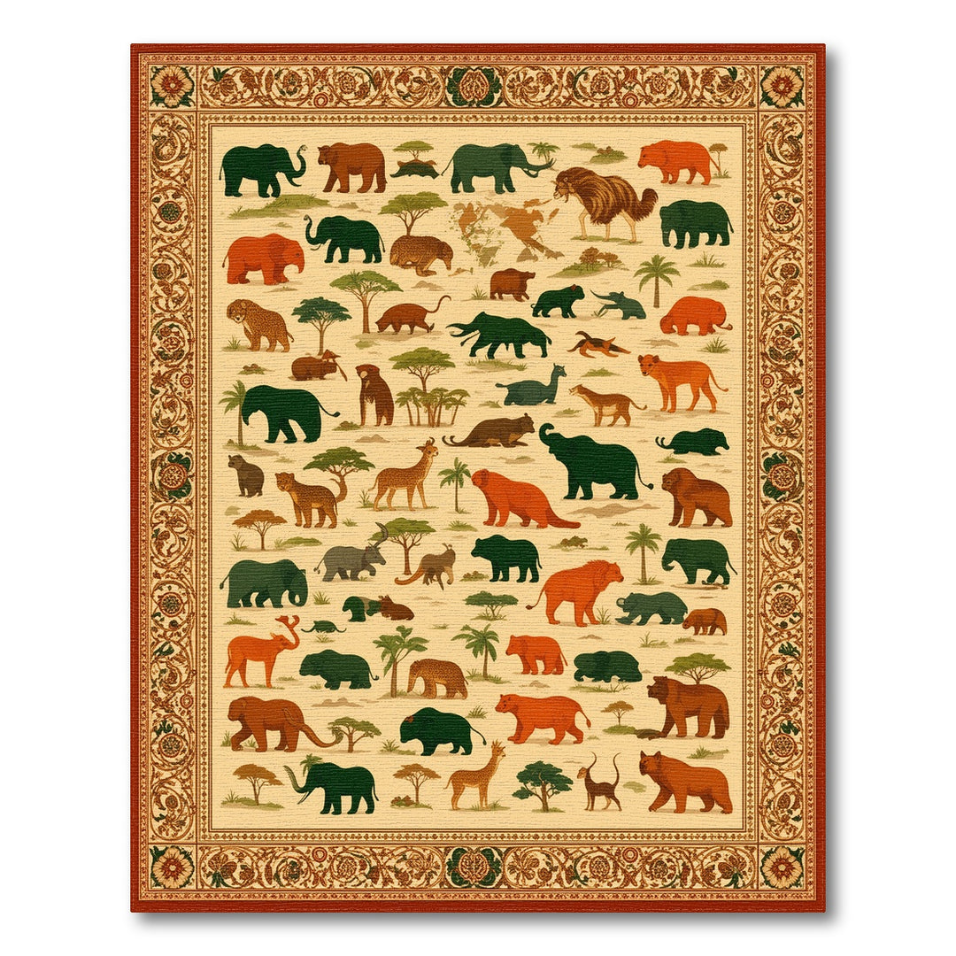 Heritage Tribal Safari Animals Area Rug
