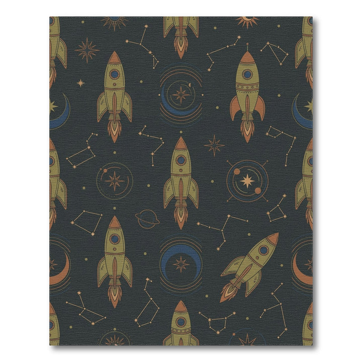Retro Space Rocket Constellation Journey Rug
