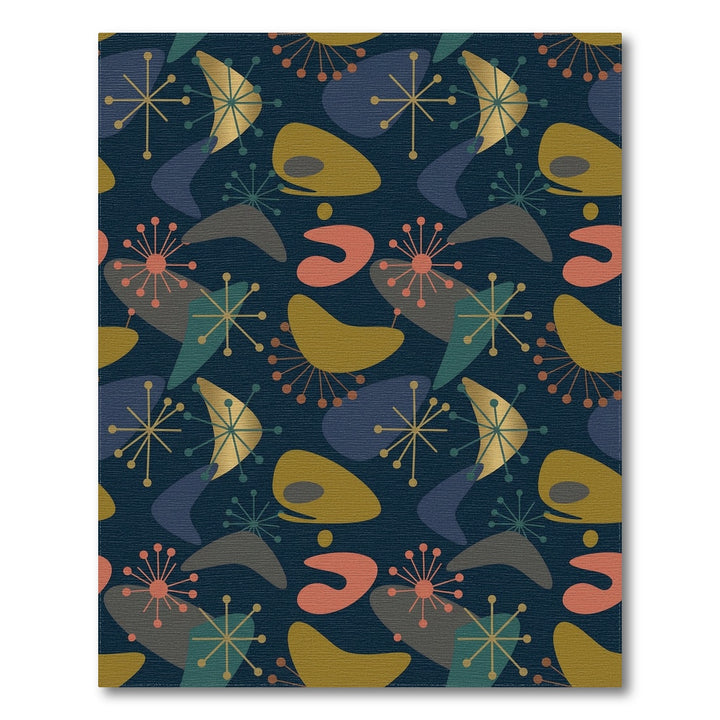 Retro Atomic Starburst Organic Shapes Rug