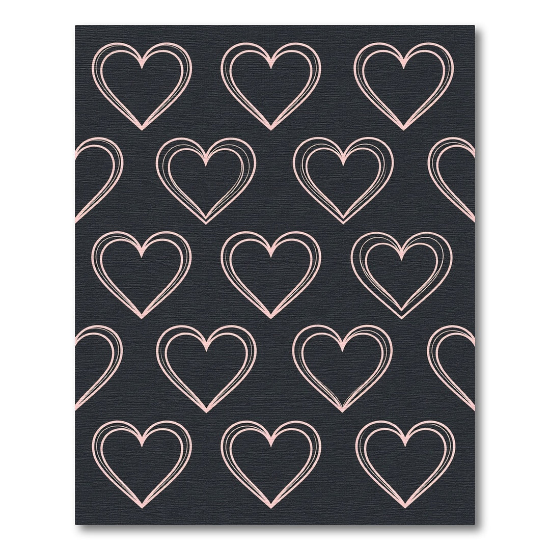 Blush Hearts on Dark Gray Rug