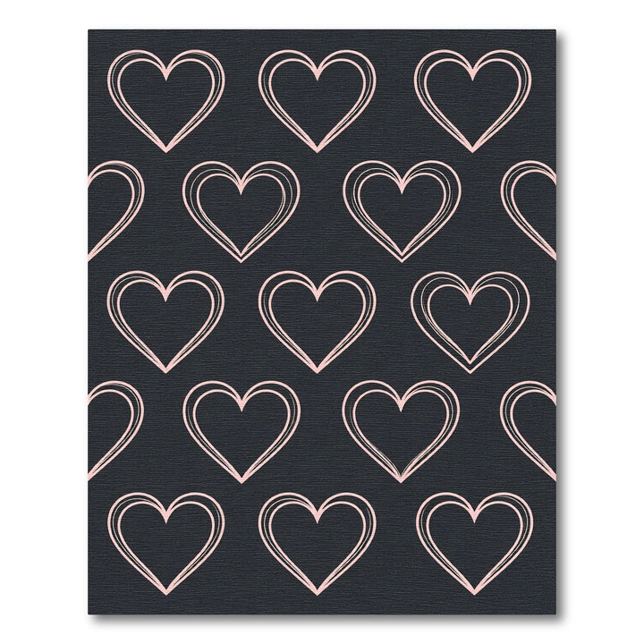 Blush Hearts on Dark Gray Rug