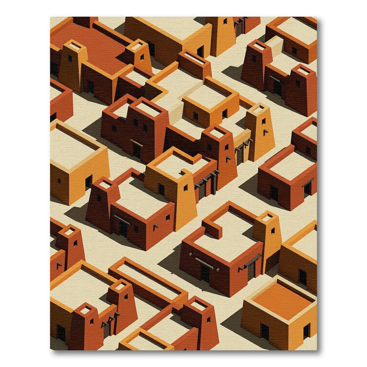Terracotta Cadre Village Geometric Composition Rug