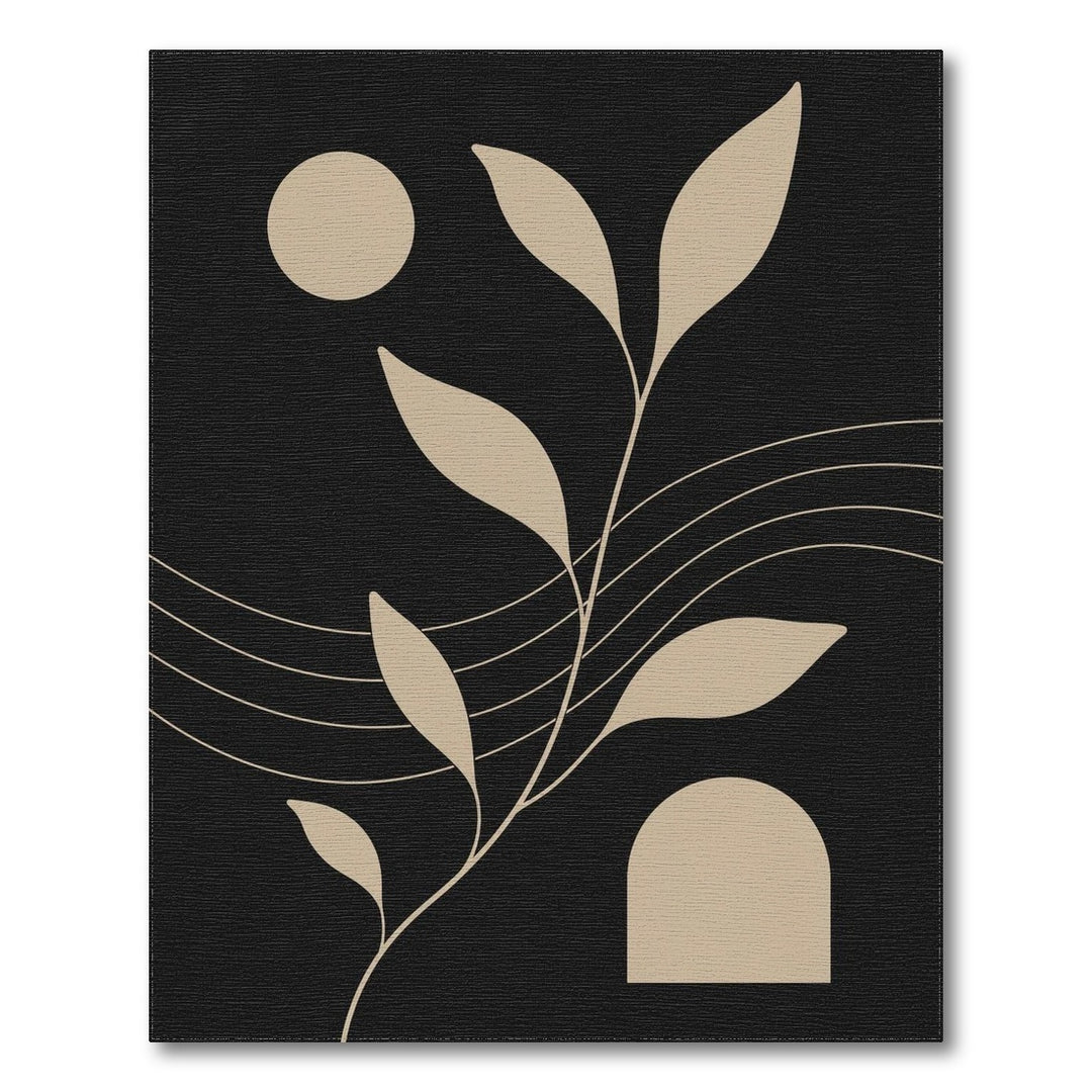 Beige Leaf Silhouette Area Rug