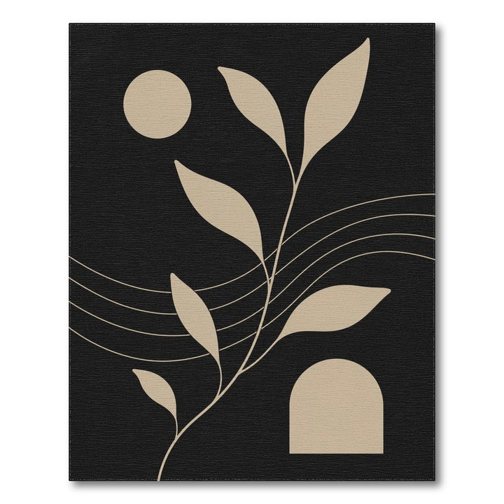 Beige Leaf Silhouette Area Rug