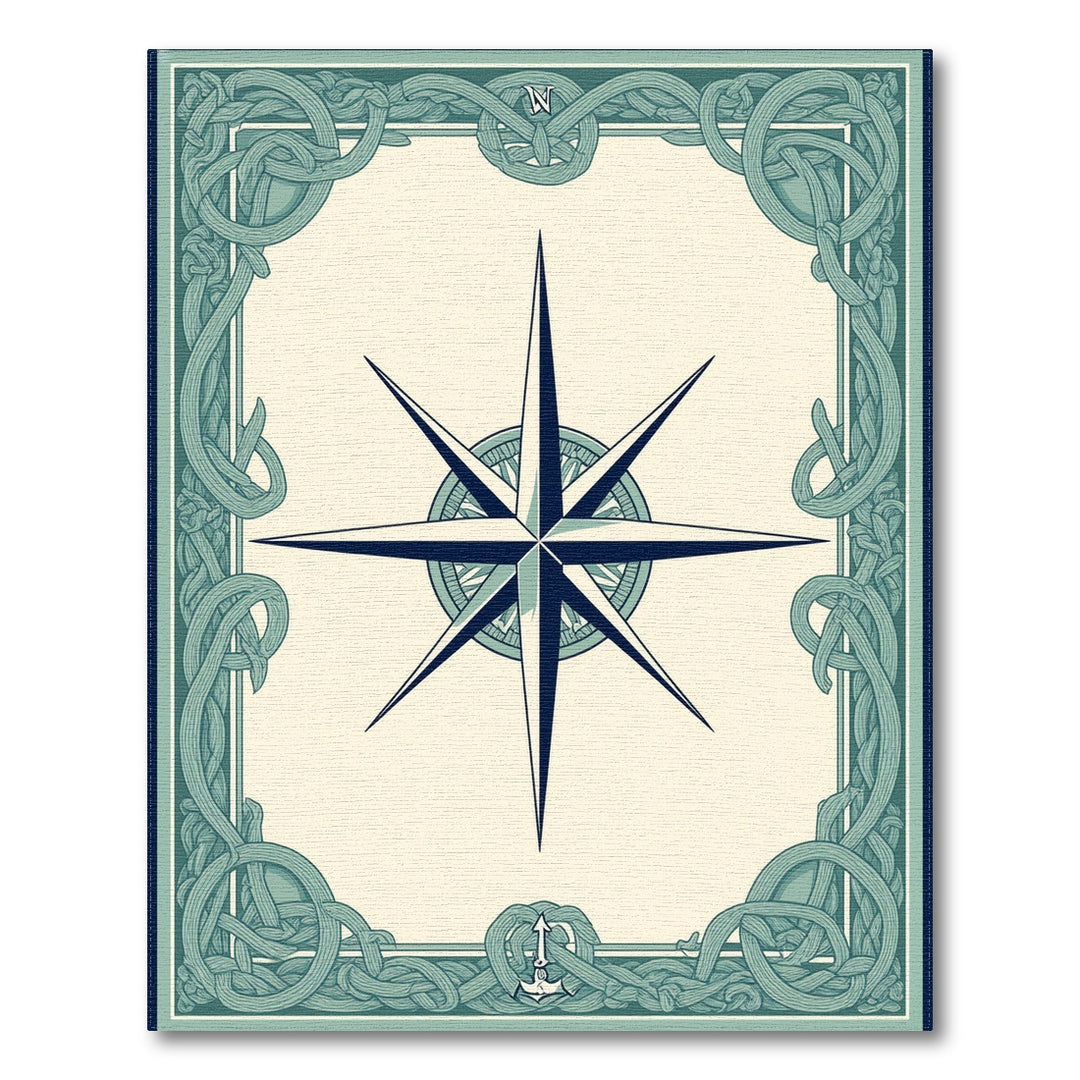 Coastal Nautical Compass Area Rug