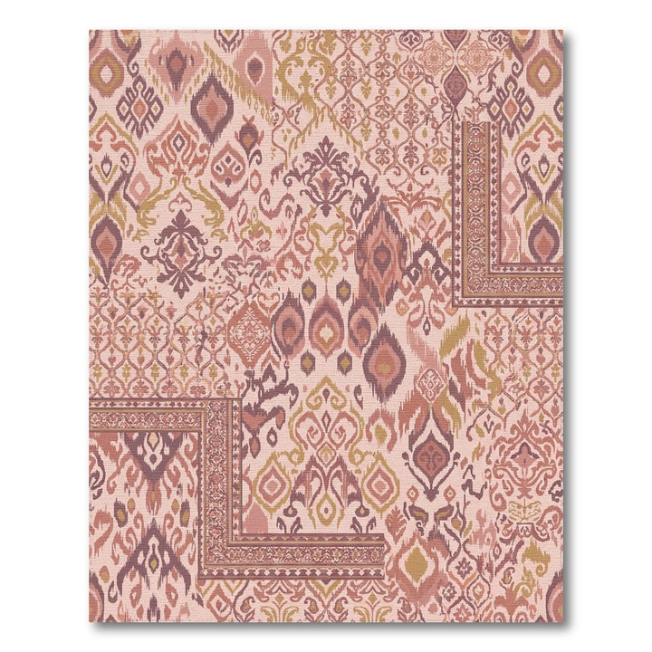 Dusty Rose Ikat Patchwork Medallion Rug