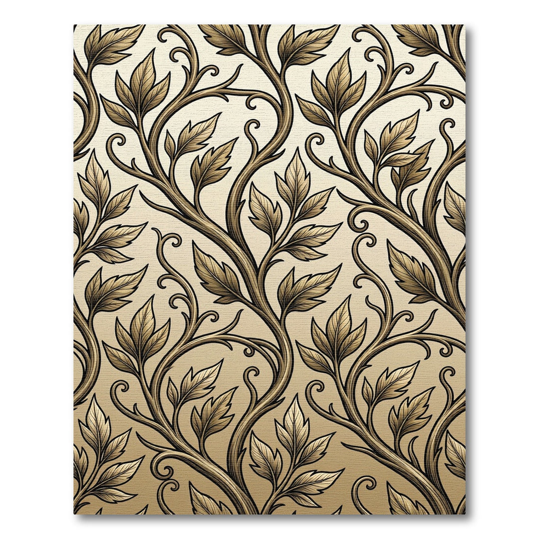 Antique Gold Leaf Branch Vines Rug