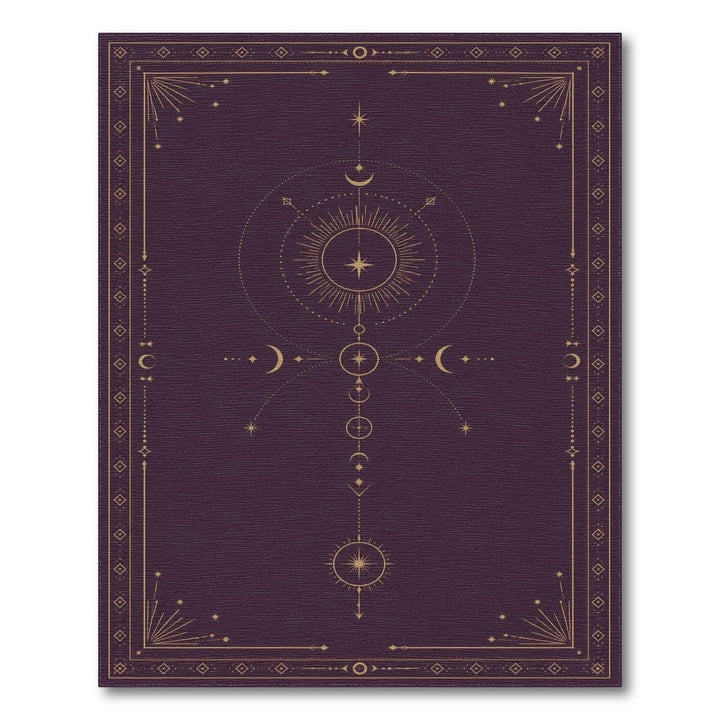 Purple Celestial Moon Phase Purple Area Rug