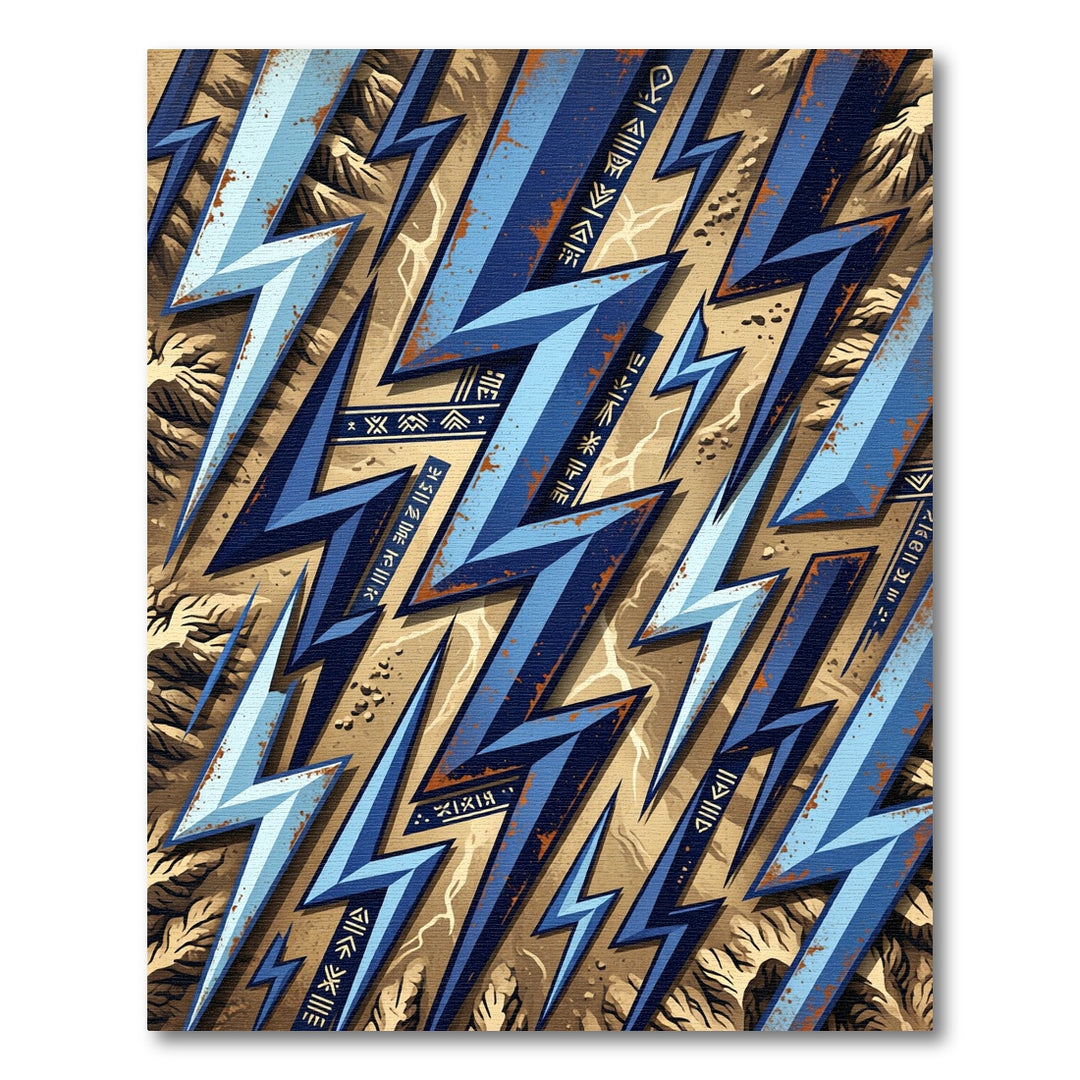 Bold Blue Aztec Lightning Bolt Rug