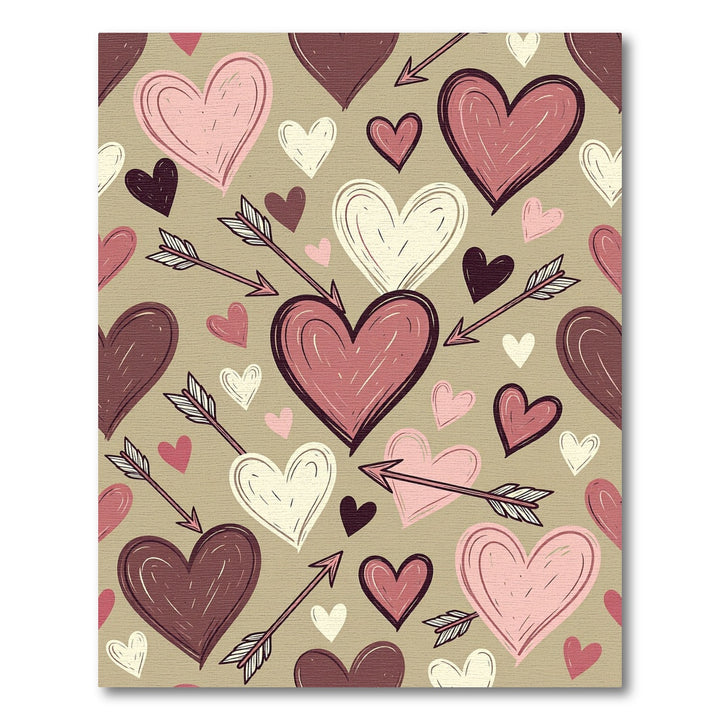 Pink and Burgundy Heart Arrow Collection Rug
