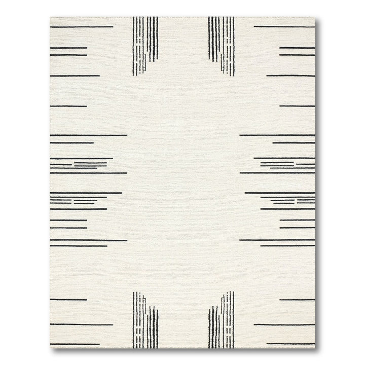 Black and White Black White Linear Geometric Area Rug