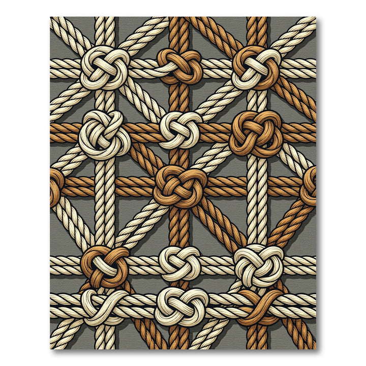 Nautical Knotwork Beige Brown Overlay Rug