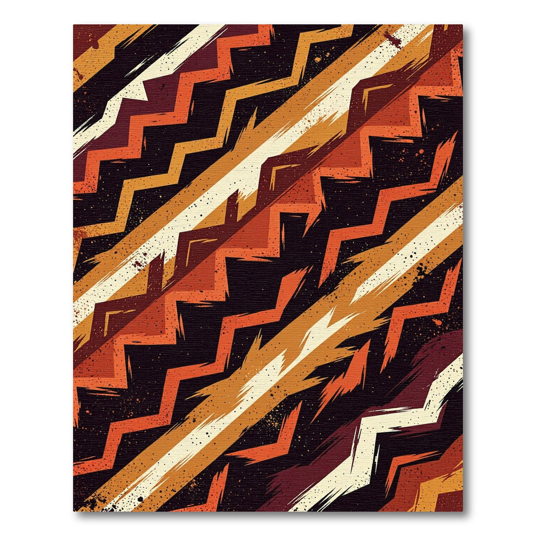 Bold Retro Zigzag Orange Cream Rug