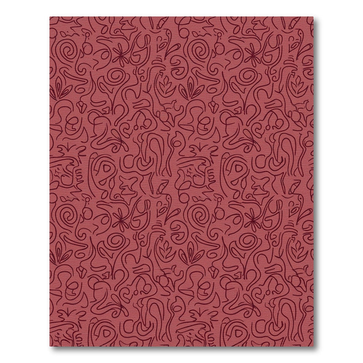 Muted Red Abstract Figure Line Weave Rug