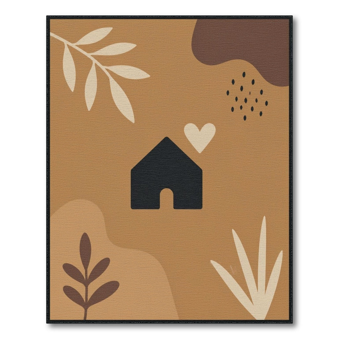 Abstract House Heart Brown Area Rug