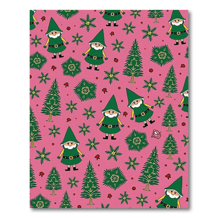 Pink Gnome and Evergreen Forest Pattern Rug